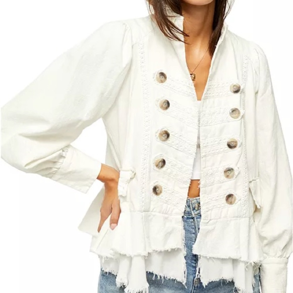 Free People Ariana Military-Style Button Jacket medium NWT